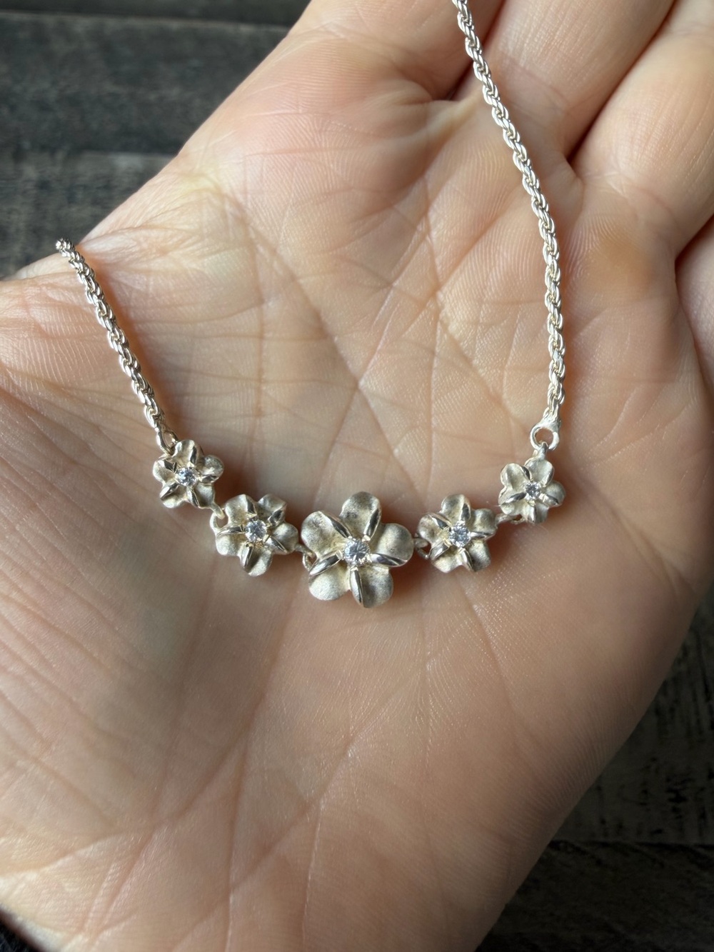 Vintage Sterling Silver Plumeria Necklace